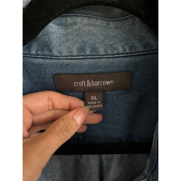 Croft & Barrow Shirt Men XL Blue Denim Casual Button Down Long Sleeve Collared - Picture 3 of 11